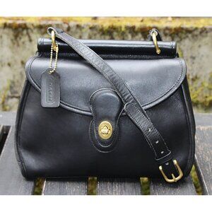 Coach Vintage - Logan Crossbody Bag 9907 in Black + Brass, USA 1980s
